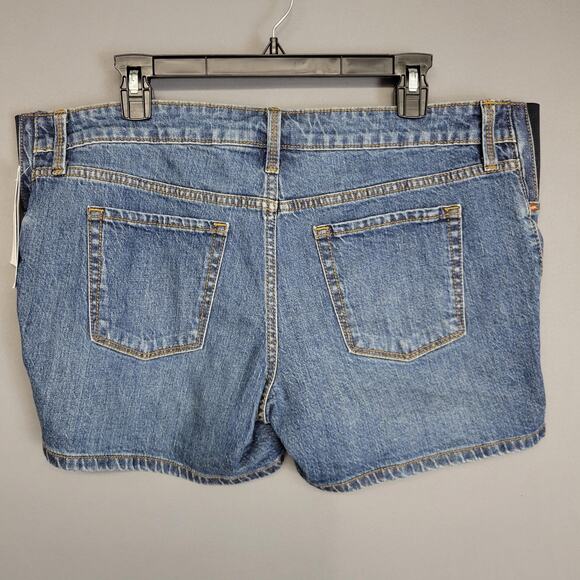 Isabel Maternity Shorts Womens 12 Blue Denim Midi Short Stretch Panel Fair Trade - Picture 12 of 13